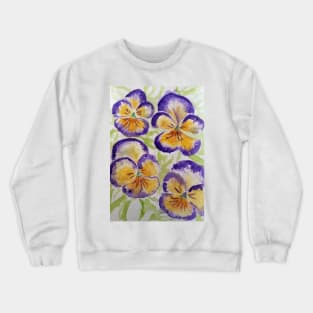 Viola Watercolor Purple Edged Yellow Floral Pattern Crewneck Sweatshirt